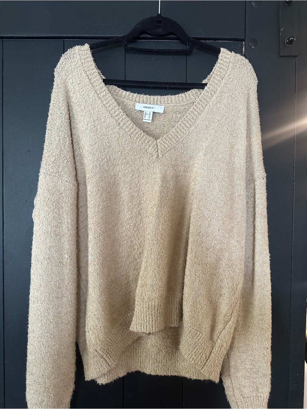 Forever 21 Plus Beige Oversized V-Neck Knit Sweater Women’s 3X